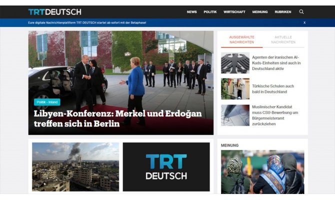 Almanca dijital haber platformu TRT Deutsch test yayınında