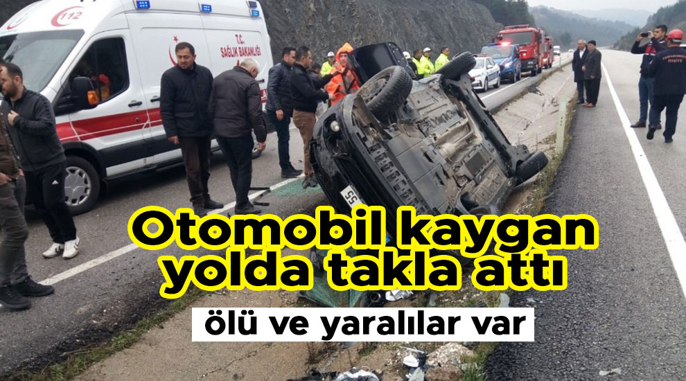 Kahramanmaraş'ta otomobil kaygan yolda takla attı