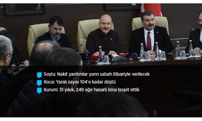 İçişleri Bakanı Soylu: Enkaz altından 45 vatandaş kurtarıldı