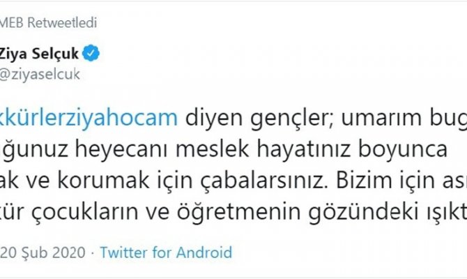 Bakan Selçuk teşekkür mesajlarına yanıt verdi