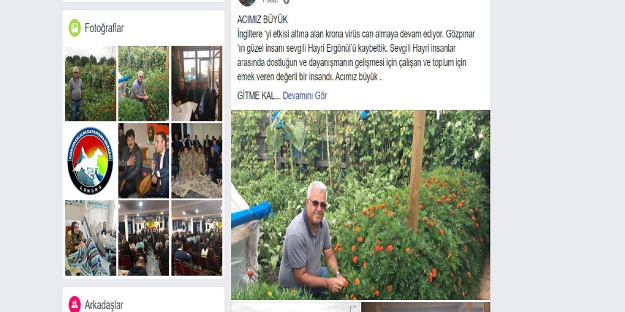 İngiltere'de Kahramanmaraşlı Hayri Ergönül vefat etti