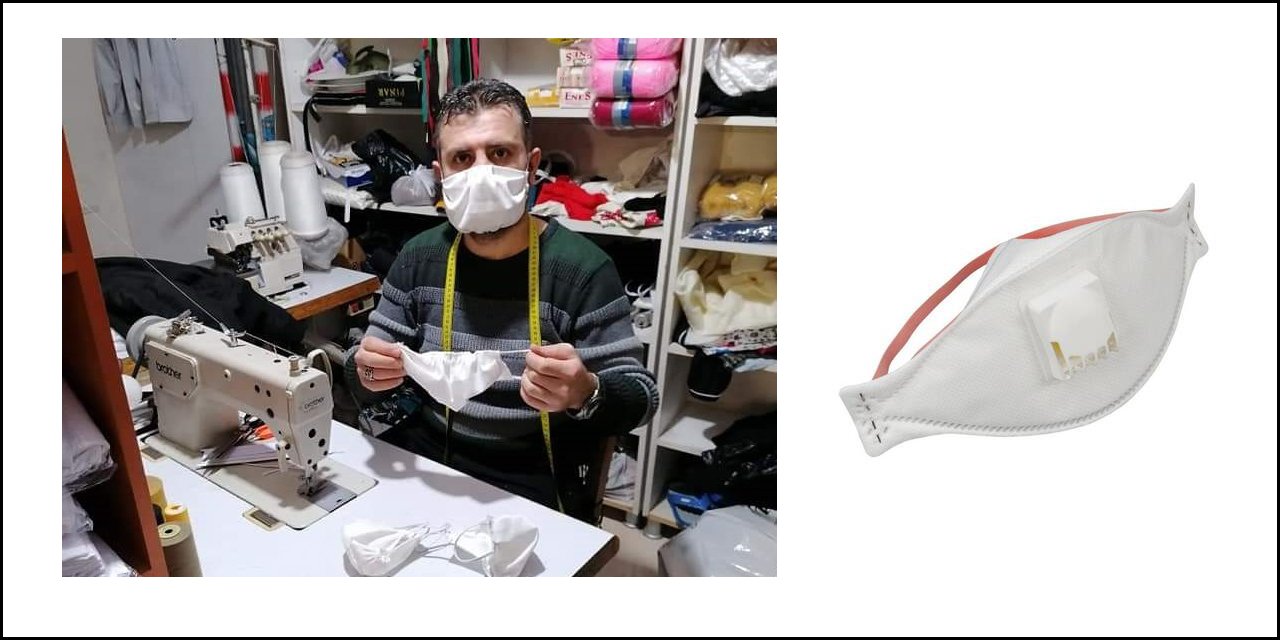 Pazarcık'ta terzi yıkanabilir maske yaparak ucuza satıyor