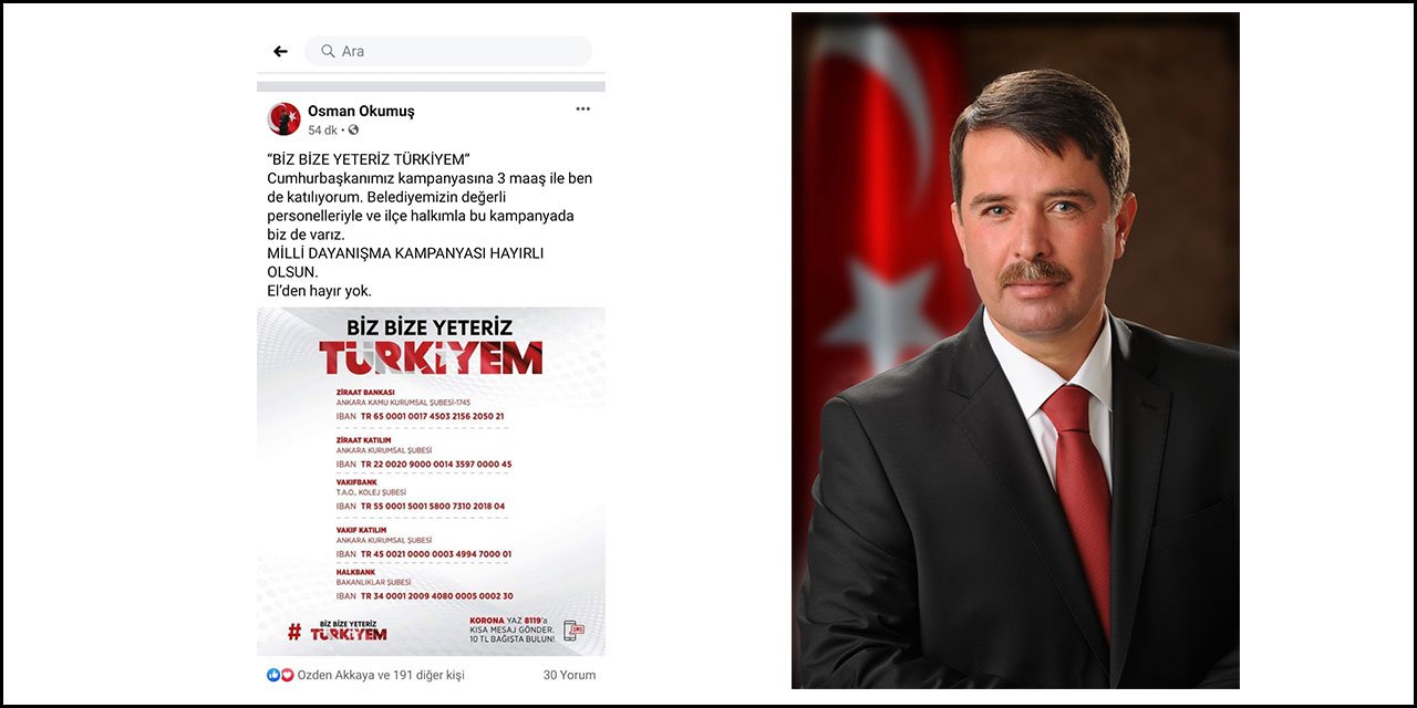 Başkan Okumuş 3 maaş ile kampanyaya katıldı