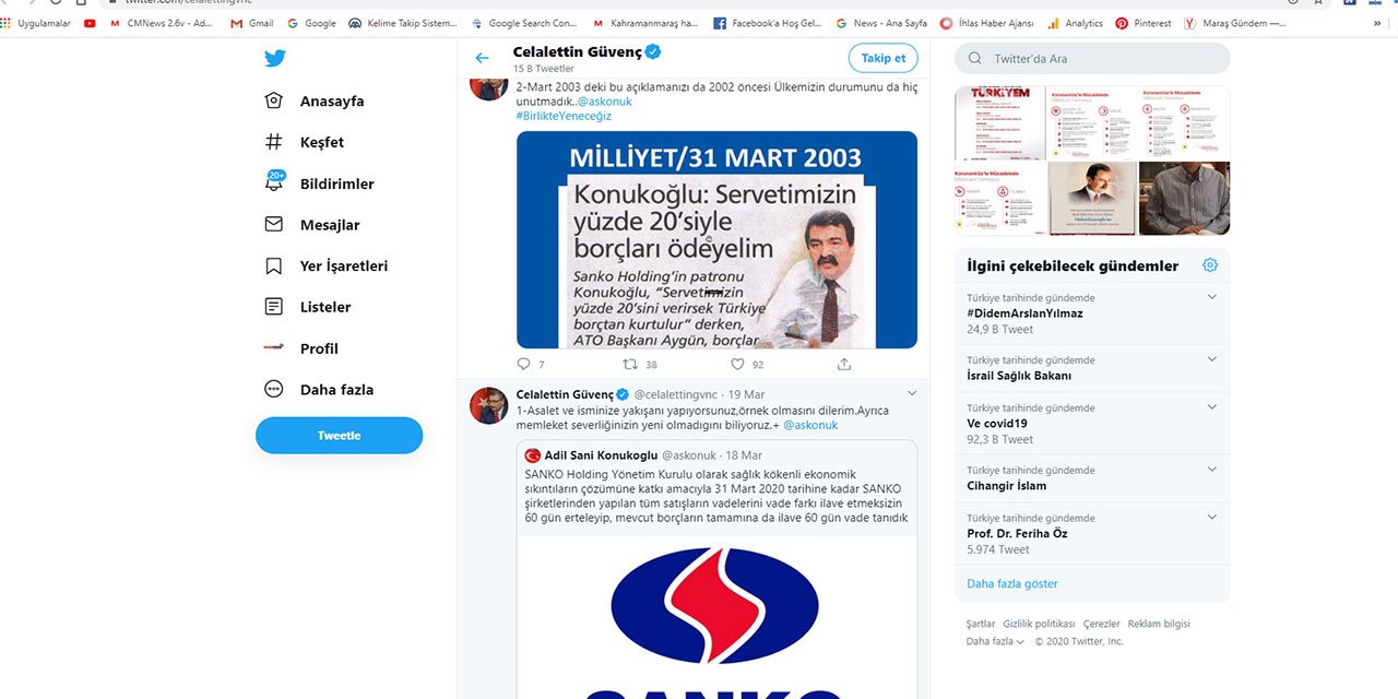 Celalettin Güvenç'ten Sani Konukoğlu'na Mesaj var