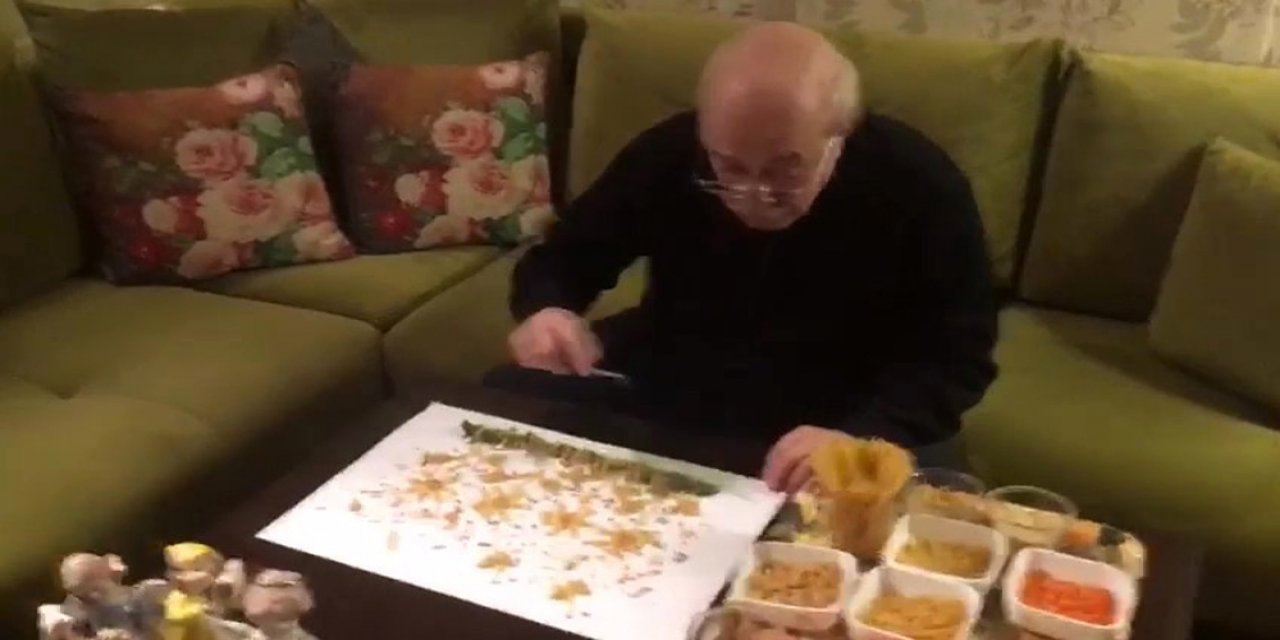 Kurtlar Vadisi’nin Ömer Babası, makarnadan resim yapıyor