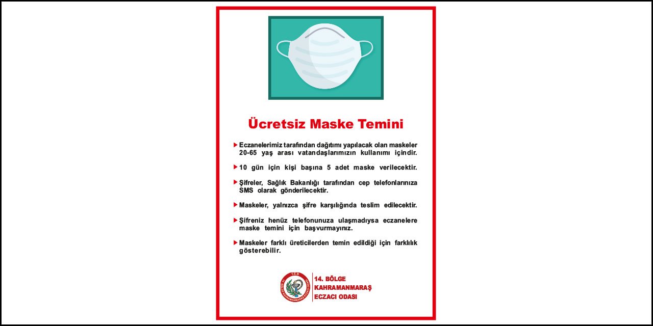 Kahramanmaraş Eczacılar Odasından maske açıklaması geldi