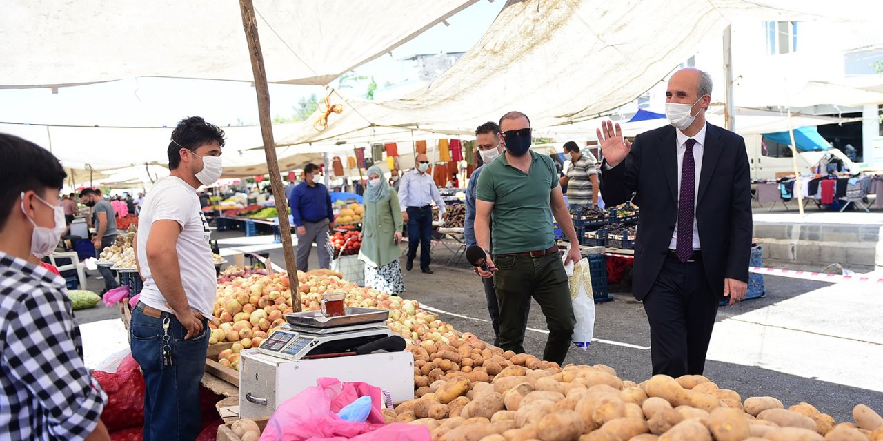 Başkan Okay semt pazarında pandemi denetimi yaptı