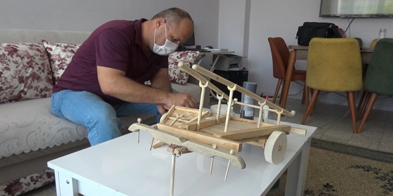 Kahramanmaraşlı ahşap sanatçısı tahta parçalarına hayat veriyor
