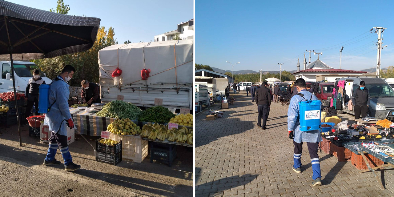 Göksun’da toplu kullanılan alanlar dezenfekte edildi