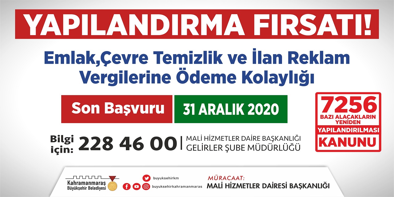 Kahramanmaraşlı vatandaşlara vergi borcunda yapılandırma fırsatı