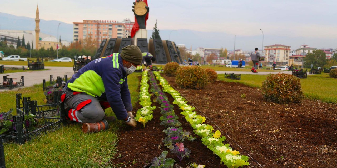 Kahramanmaraş kavşakları çiçeklerle renklendi