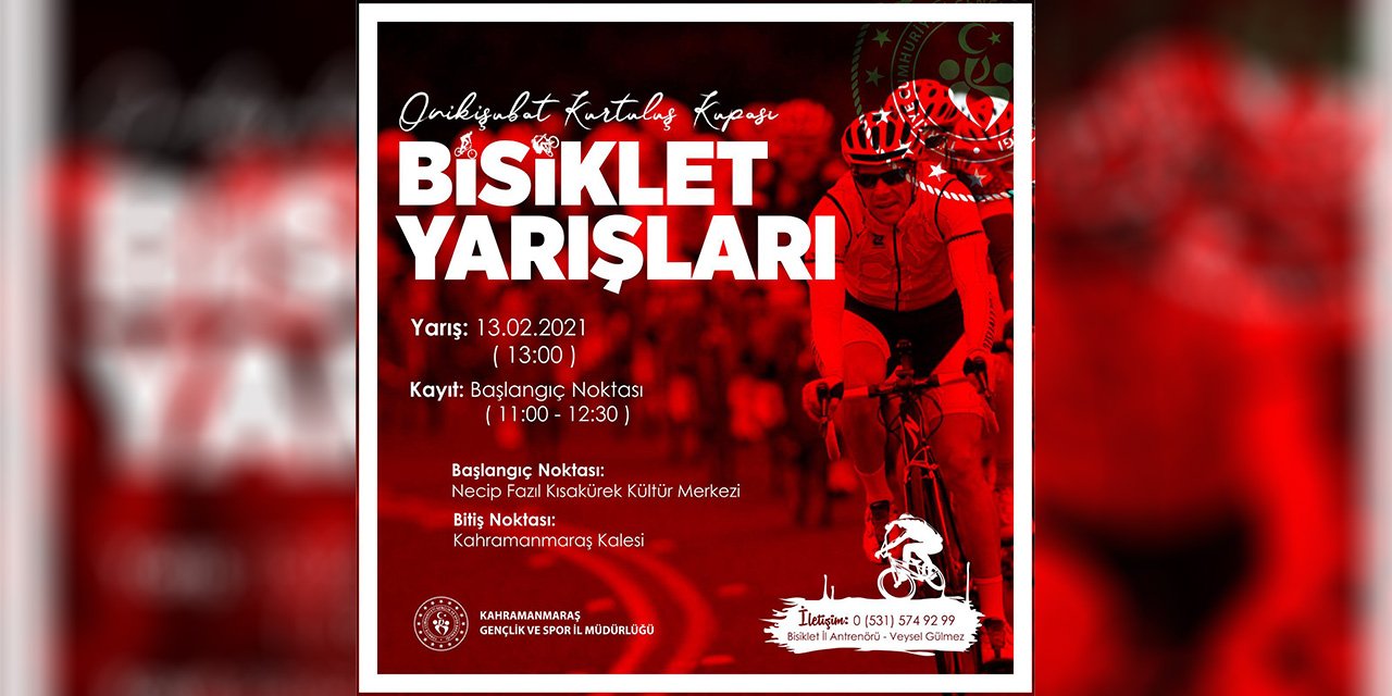 Kahramanmaraş’ta bisiklet yarışları düzenlenecek