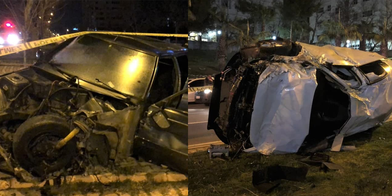 Kahramanmaraş’ta kavşakta çarpışan iki otomobil paramparça oldu