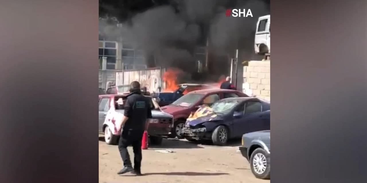 Kahramanmaraş’ta park halindeki otomobil alev topuna döndü