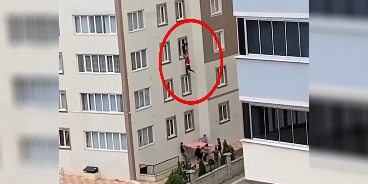 Kahramanmaraş'ta bir vatandaş apartmanın penceresinde ölüm kalım savaşı verdi