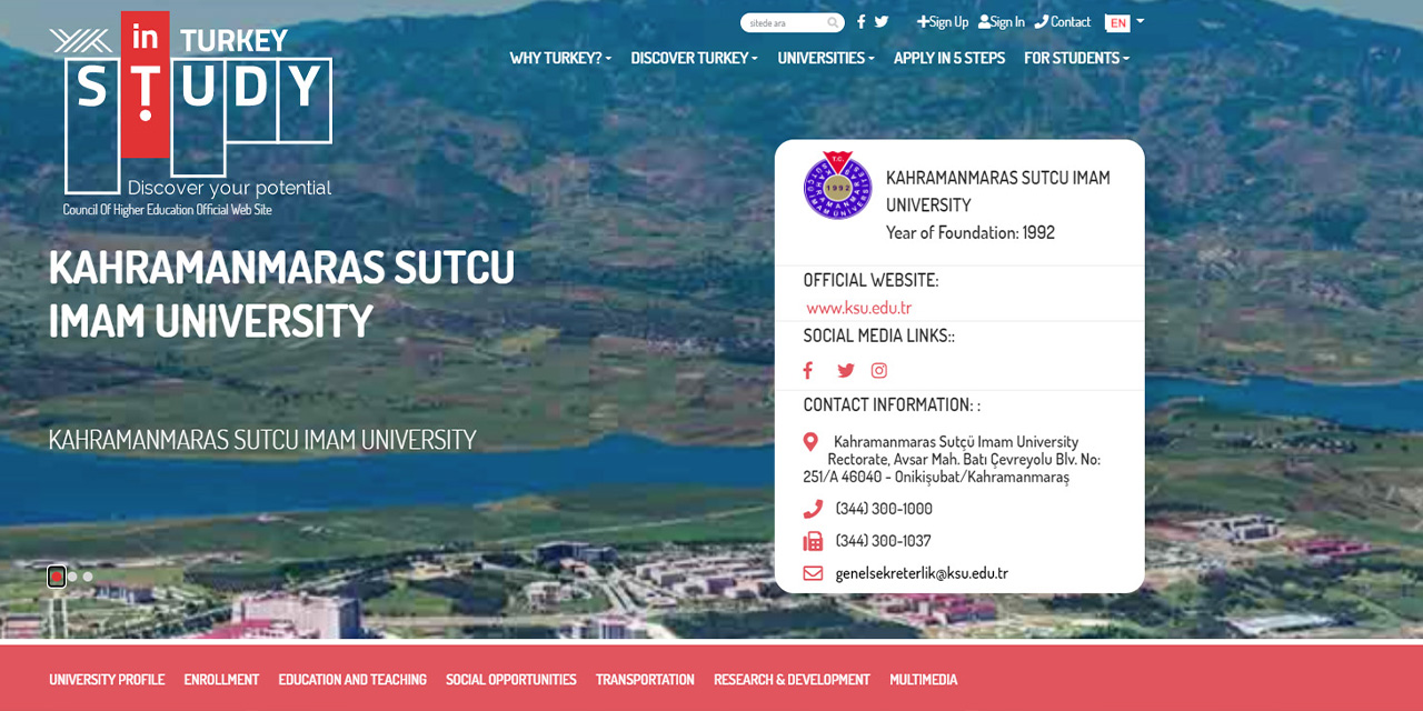 KSÜ, ‘Study in Turkey YÖK Sanal Fuarı’nda