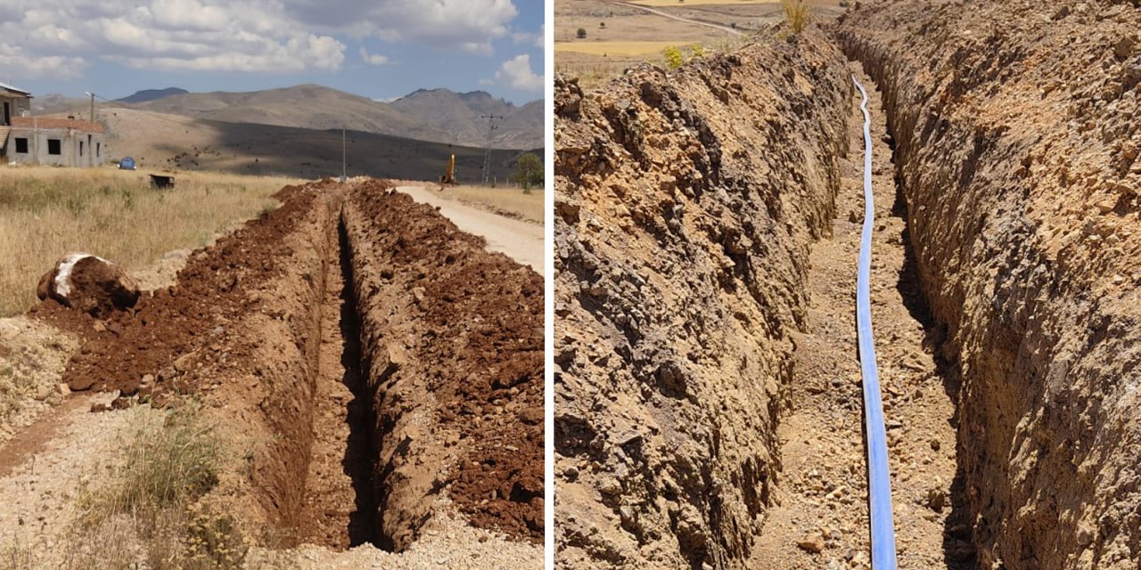 ELBİSTAN KANGAL MAHALLESİNDE İÇME SUYU ÇALIŞMALARI DEVAM EDİYO