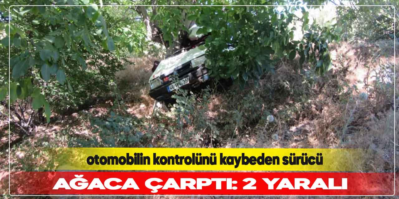 Kahramanmaraş’ta otomobilin kontrolünü kaybeden sürücü ağaca çarptı: 2 yaralı