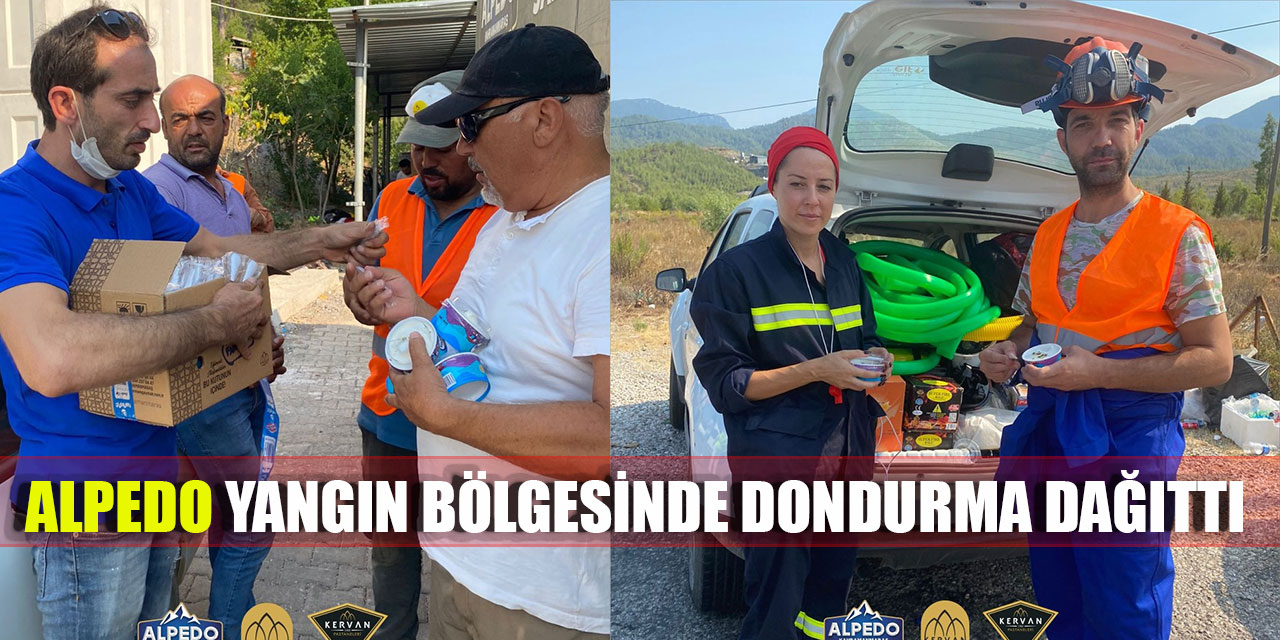 Alpedo yangın bölgesinde dondurma dağıttı