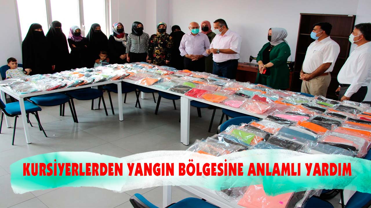 Kursiyerlerden yangın bölgesine anlamlı yardım