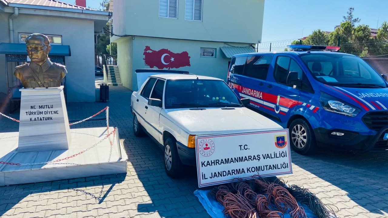 Kahramanmaraş jandarması kablo hırsızlarına suçüstü yaptı