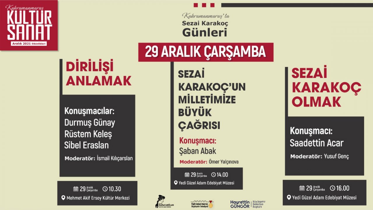 Kahramanmaraş’ta Sezai Karakoç Günleri Başlıyor!