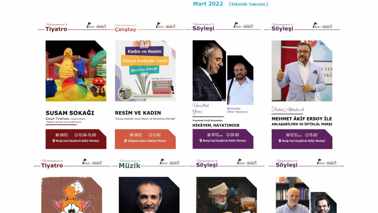Mart Kültür Sanat Etkinlikleri takvimi yayımlandı