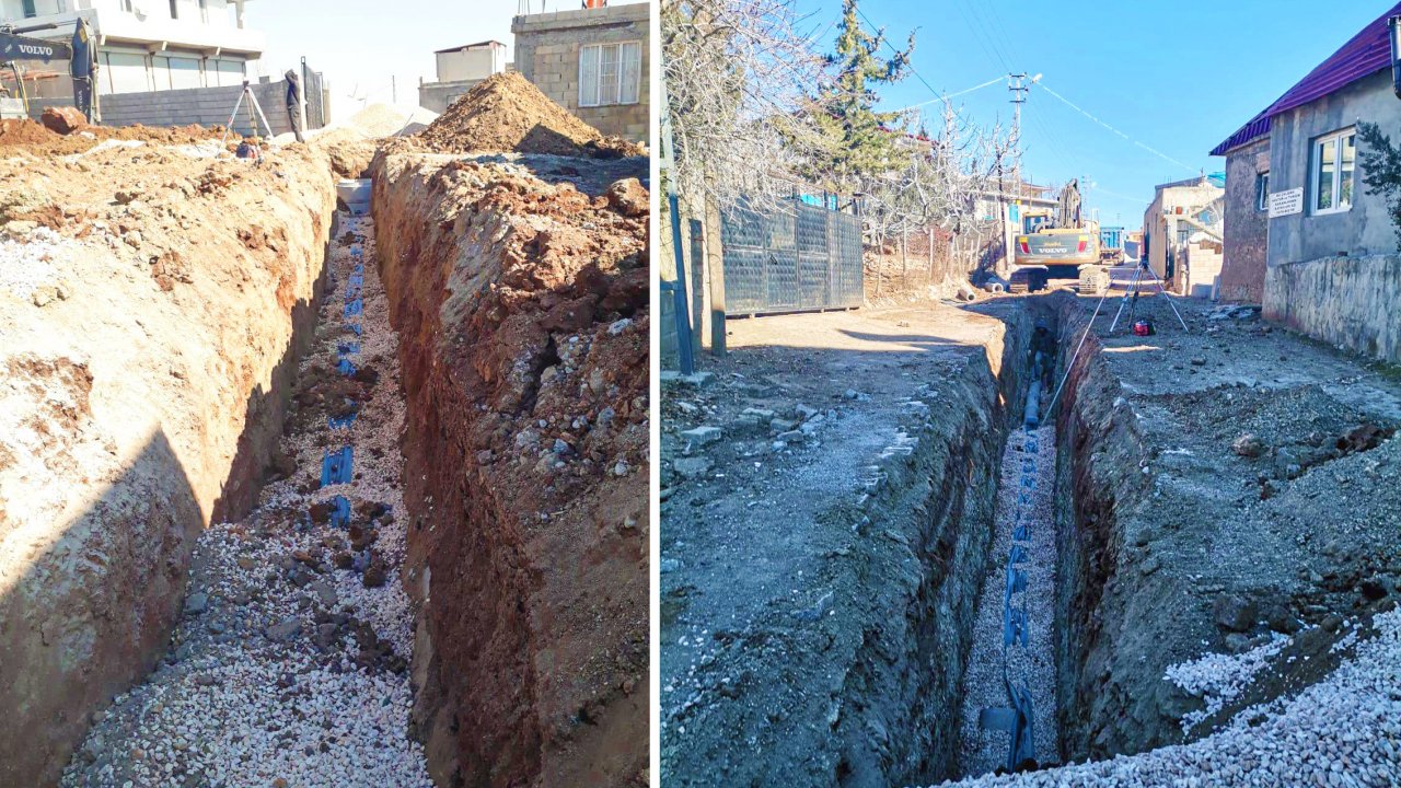 Pazarcık-Yumaklıcerit Mahallesi Kanalizasyon Hattı Çalışmaları Devam Ediyor