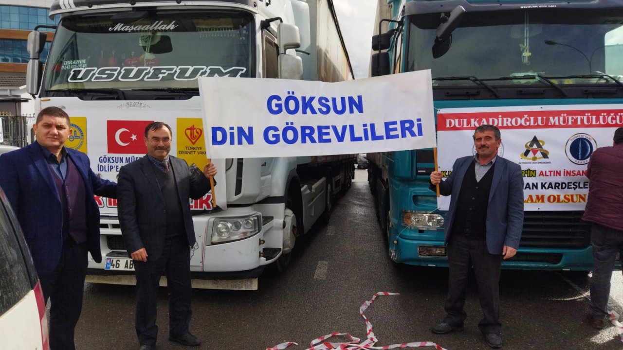 Kahramanmaraş’ın Göksun ilçesinden İdlib’e yardım tırı