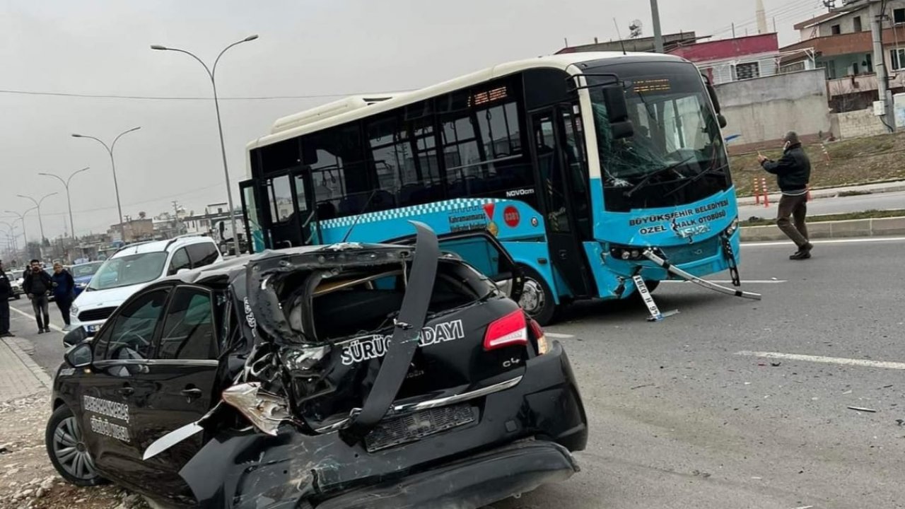 Halk otobüsü ile sürücü eğitim aracı çarpıştı 