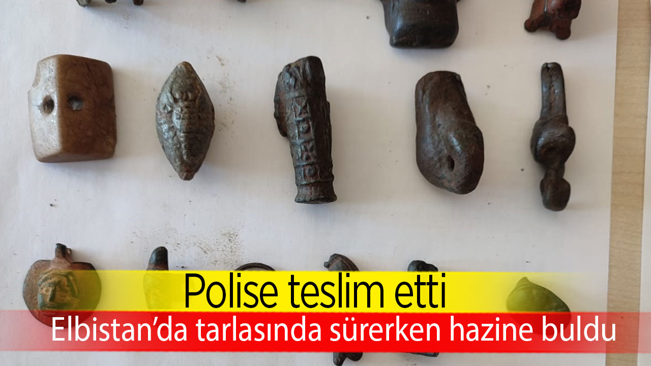 Elbistan’da tarlasında sürerken hazine buldu