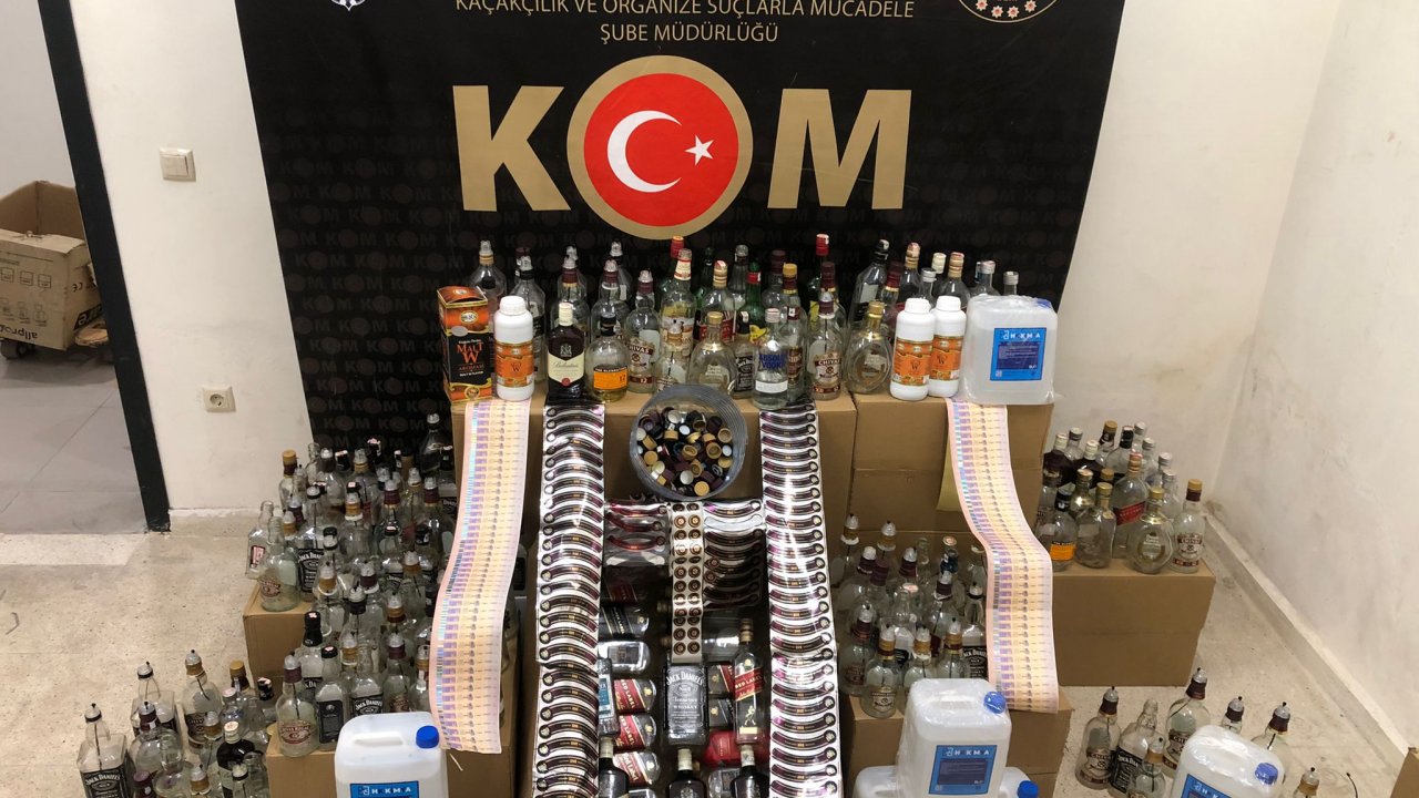 Kahramanmaraş'ta sahte içki üretilen eve operasyon 