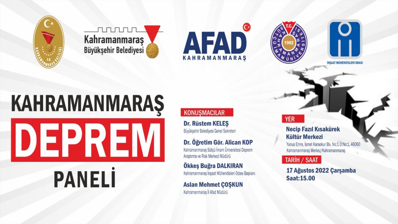 Depremle sarılan Kahramanmaraş’ta Deprem Paneli Düzenlenecek!