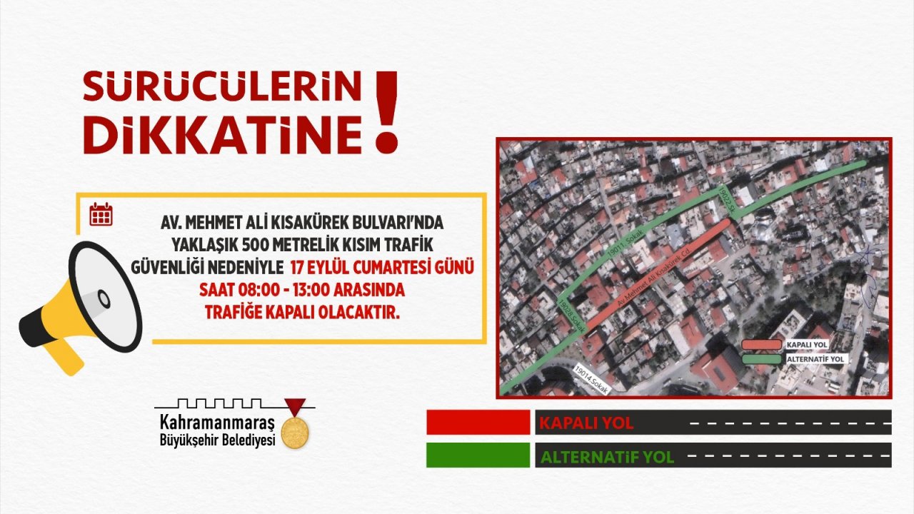 Kahramanmaraş’ta sürücüler için kapalı yol uyarısı!