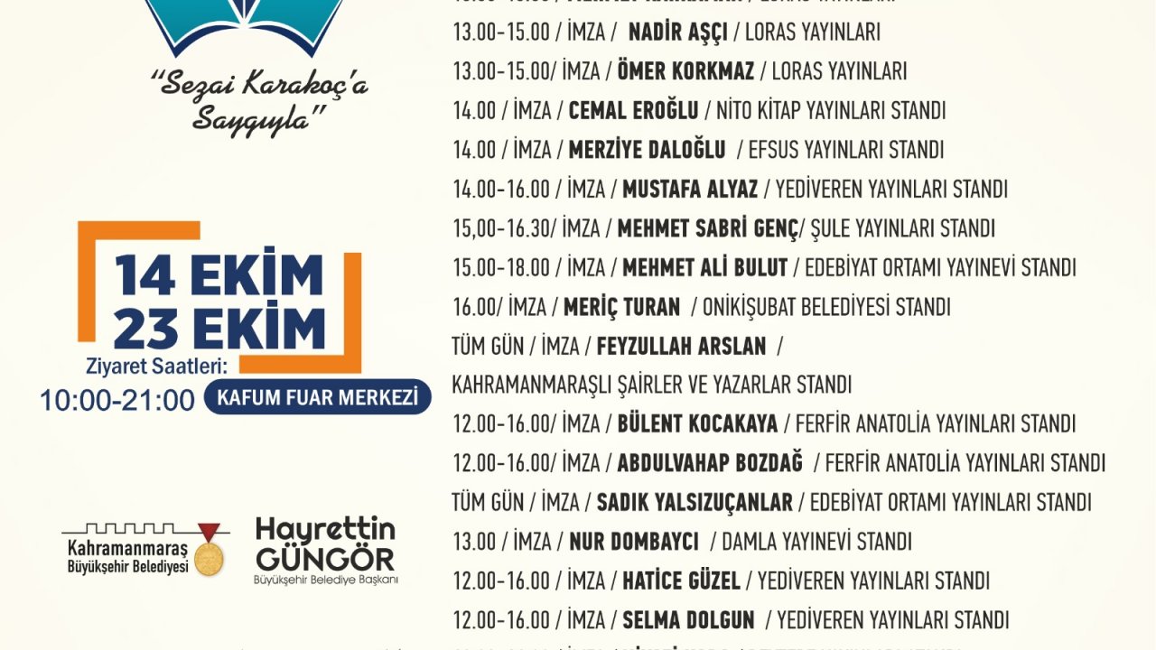 Usta Kalemler Kahramanmaraş Kitap Fuarı'nda Okurlarla  Buluşacak!