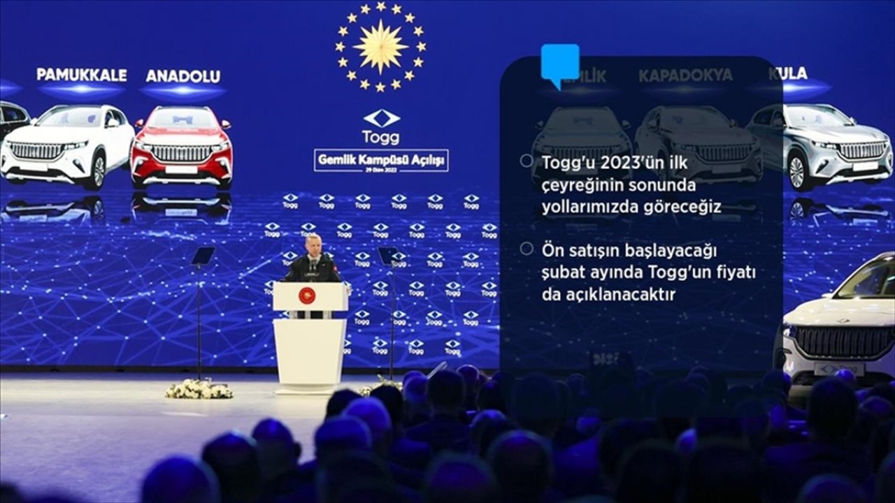 Cumhurbaşkanı Erdoğan: Togg, prestijli bir Türk markası olarak dünyanın birçok ülkesinde yolları süsleyecektir