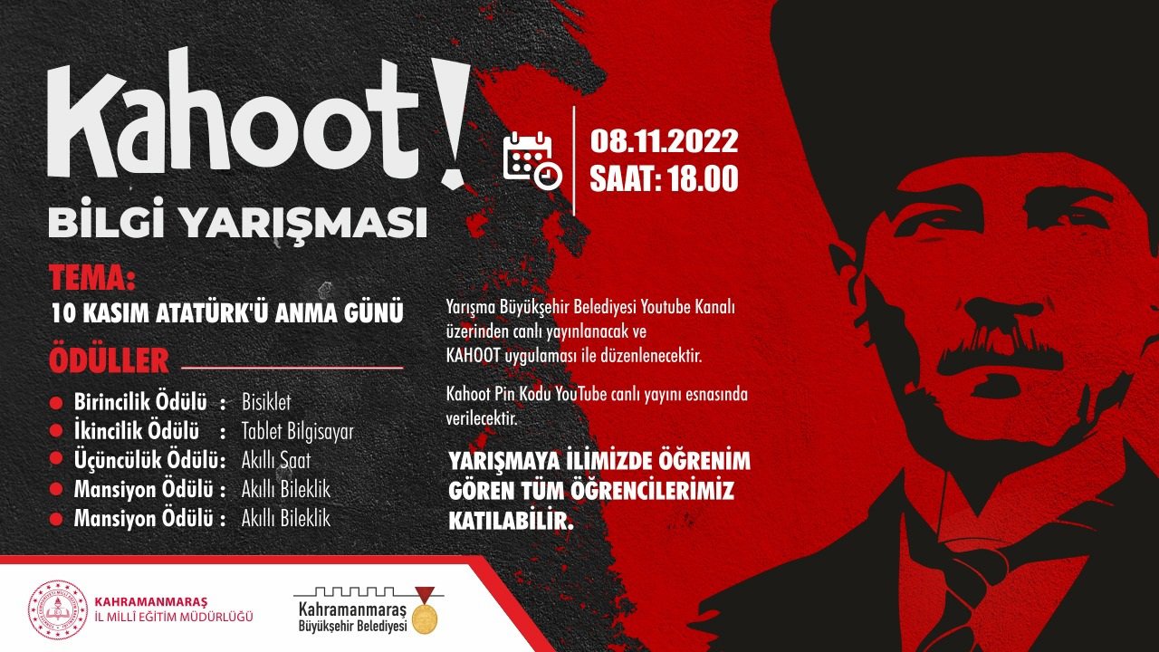 Kahramanmaraş’ta “Atatürk’ü Anma Günü” Temalı Kahoot Bilgi Yarışması Düzenleniyor