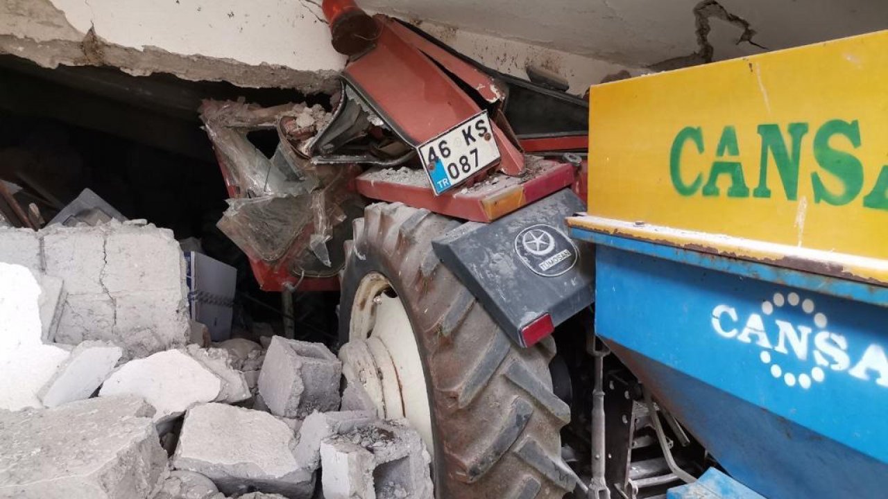 Kahramanmaraş’ta binanın yıkılmasını önleyen traktörler 10 can kurtardı