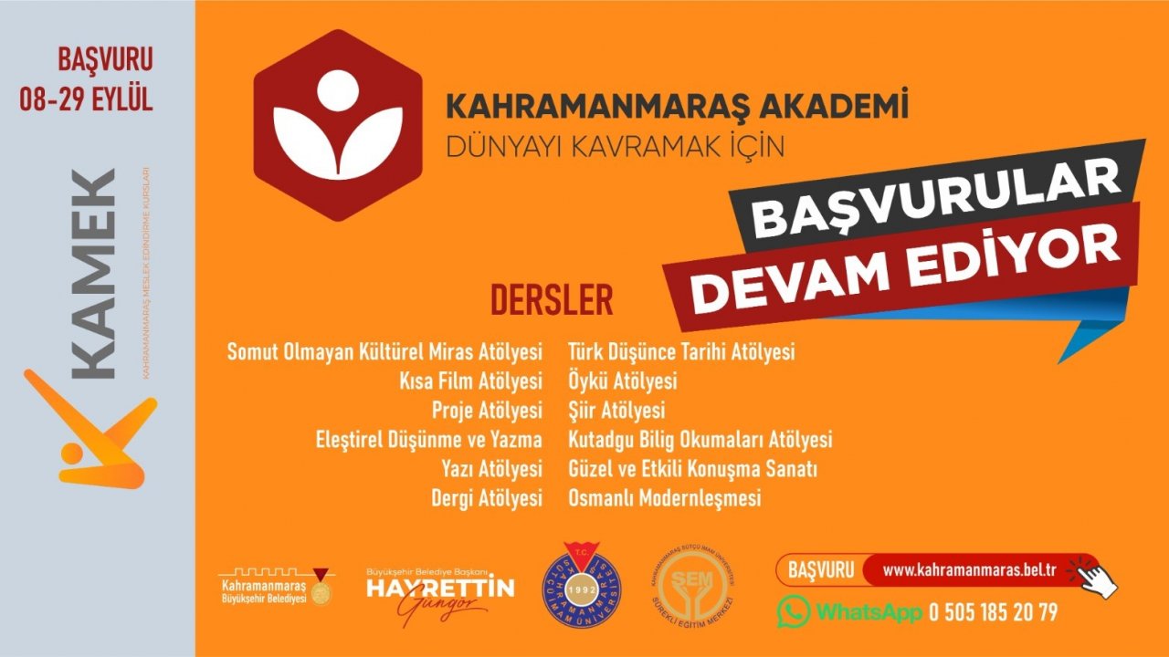 Kahramanmaraş Büyükşehir Akademisinde Başvurular Sürüyor!