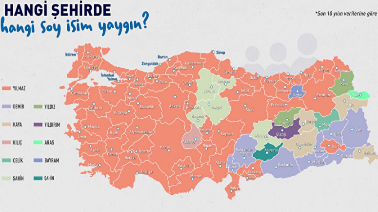 Kahramanmaraş, Osmaniye, Şanlıurfa, Mardin ve Van bu soy isimi çok seviyor!