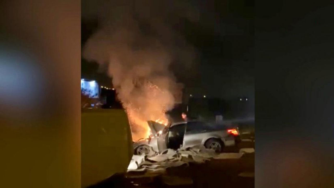 Kahramanmaraş’taki kazada araç yandı!