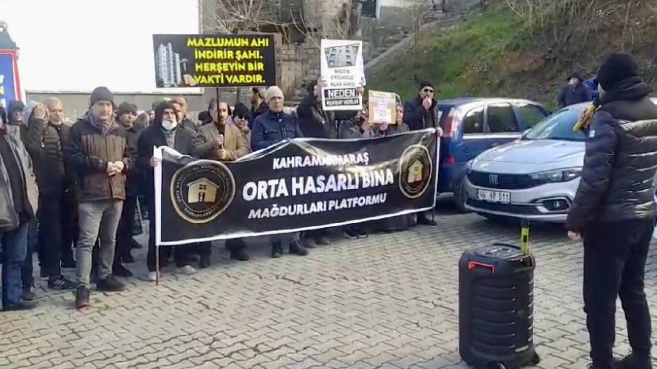Orta Hasarlı Evlerine Çare Arayan Maraşlılar Yürüdü! "Sorunumuz Hala Çözüm Bekliyor!"