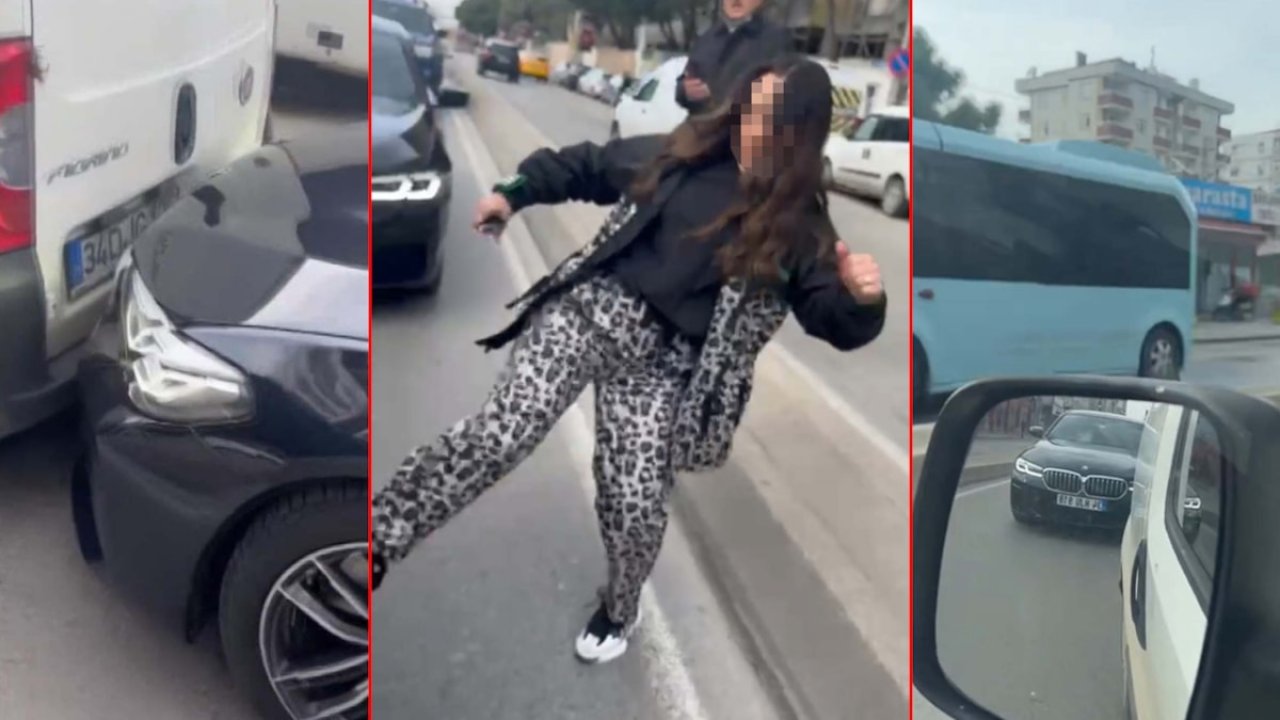 Her zaman erkekler yapmaz ya bu kez kadın maganda terör estirdi!