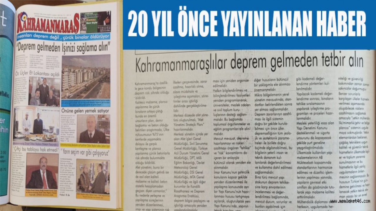 19 yıl önceki uyarılar kulak ardı edilmiş! Kahramanmaraş 6 Şubat depremlerinden az hasarla çıkabilirdi!