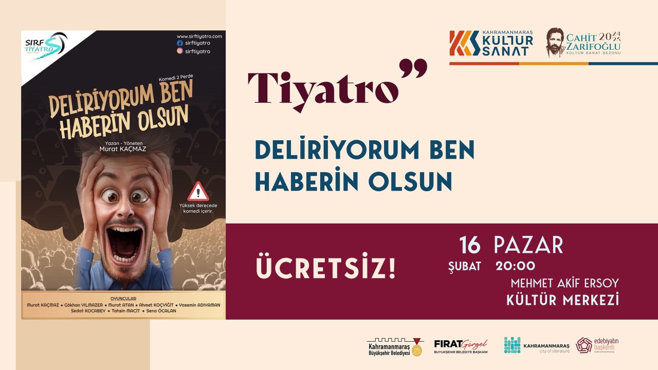 Kahramanmaraşlı Tiyatroseverleri Kahkaha Dolu Bir Gece Bekliyor