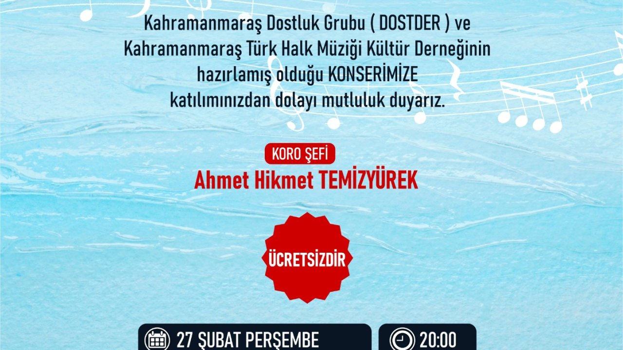 Kahramanmaraş Büyükşehir’den Türk Halk Müziği Gecesine Davet