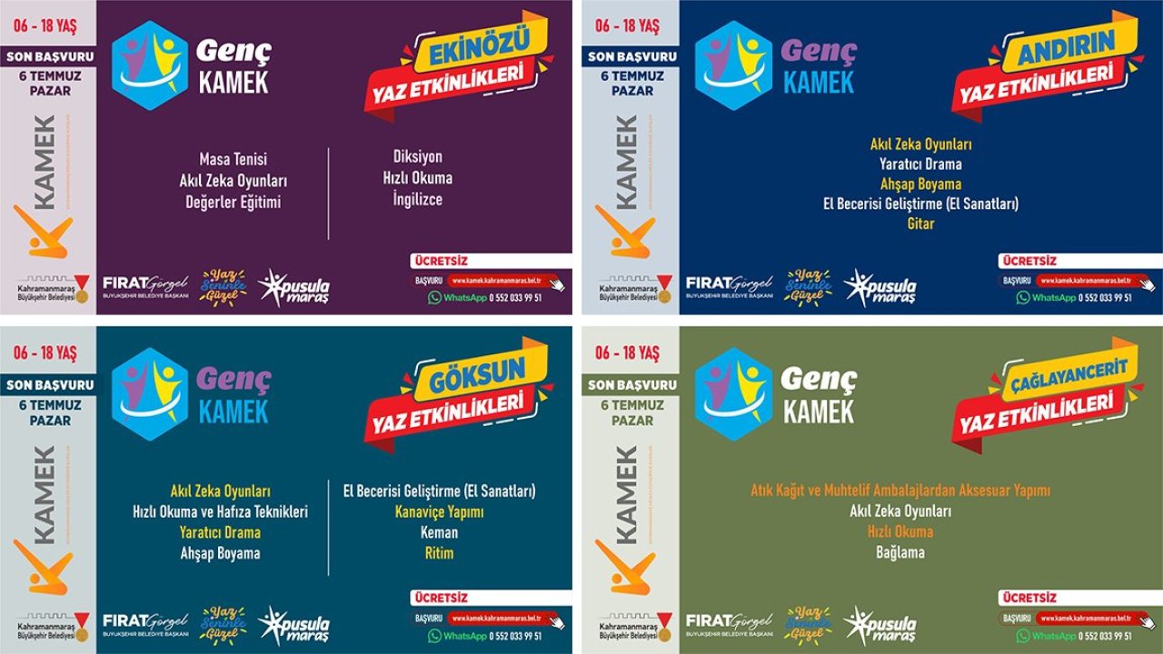 Kahramanmaraş Büyükşehir’in İlçelerdeki Yaz Kurslarına Başvurular Sürüyor!