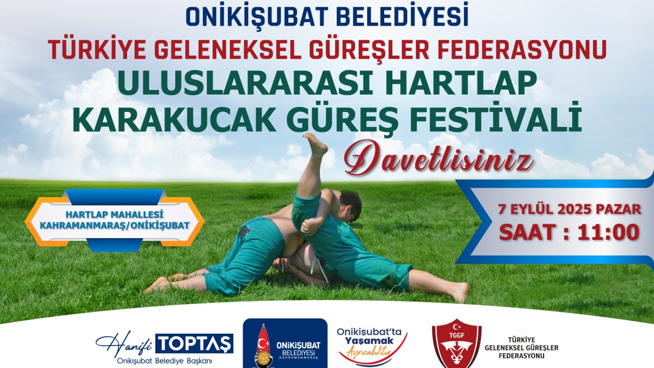 Kahramanmaraş'ta Onikişubat Belediyesi’nden Uluslararası Hartlap Karakucak Güreş Festivali
