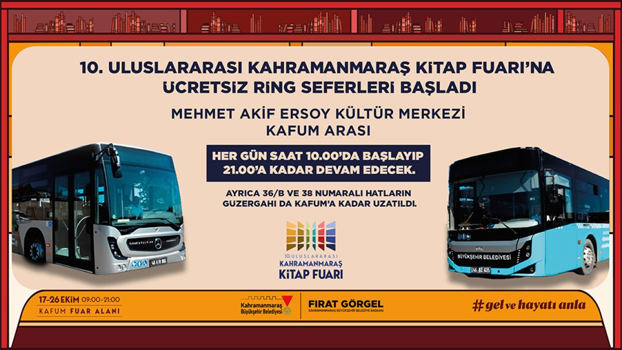 Kahramanmaraş Kitap Fuarı’na Ücretsiz Ring Seferleri Başladı!