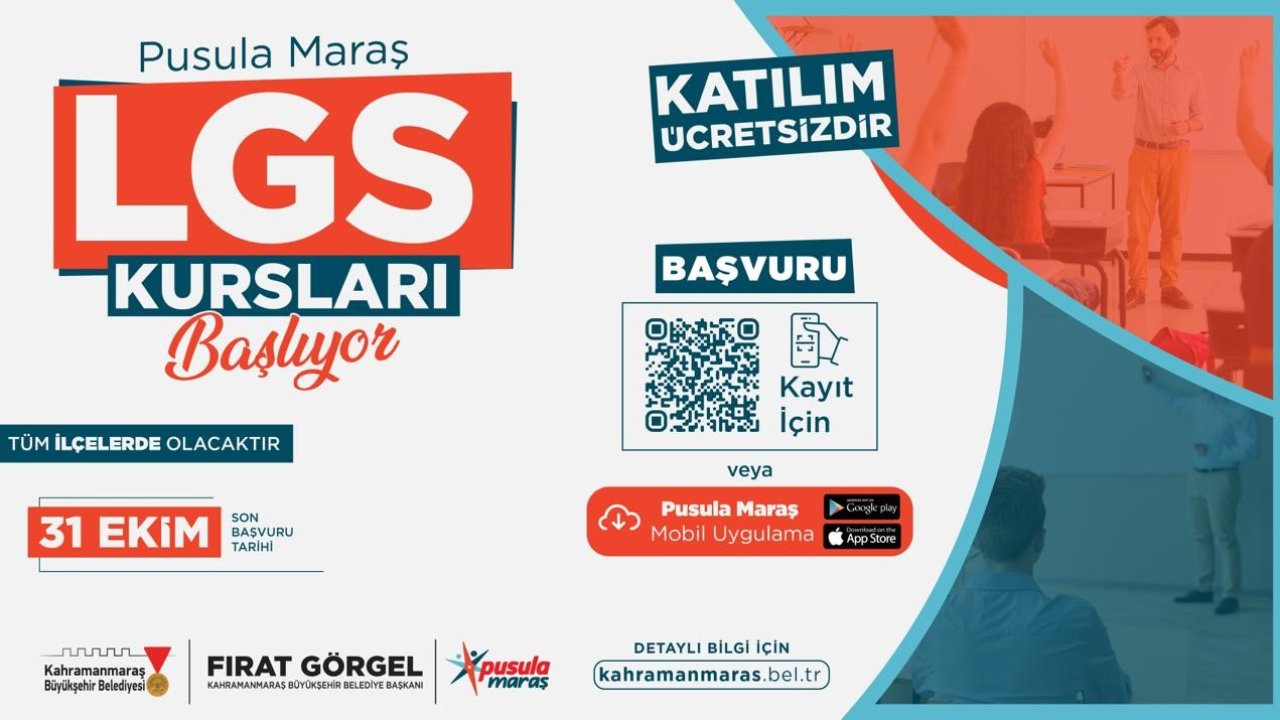 Kahramanmaraş’ta tüm İlçelerde Ücretsiz LGS Kurs Kayıtları Başladı!